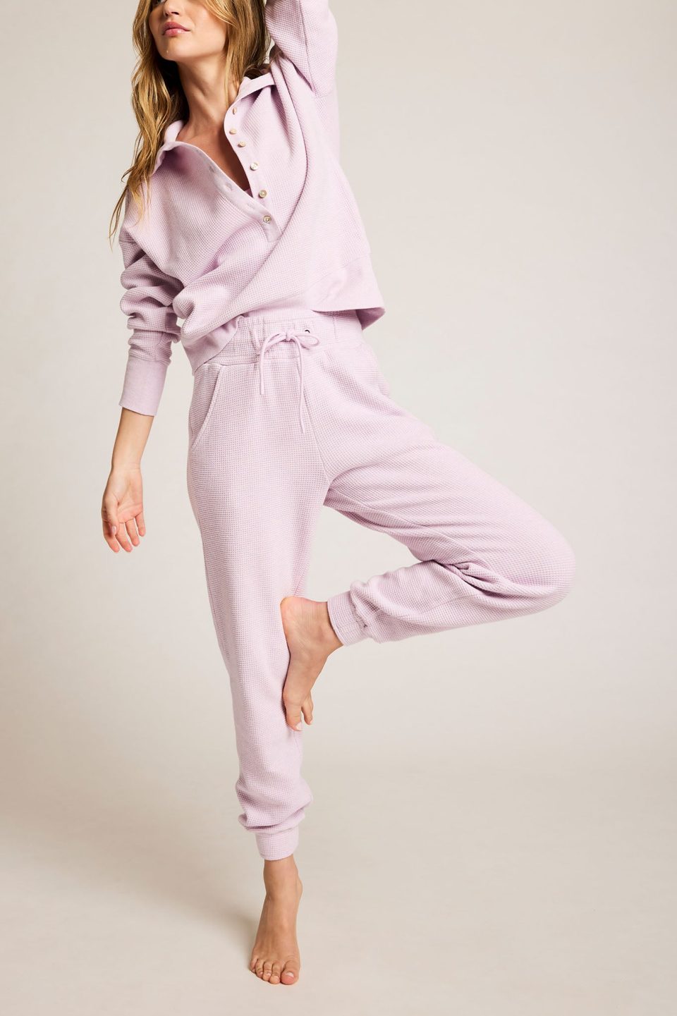 Waffle Knit Jogger in Lilac